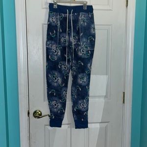 Blue tie dye stitch sweat pants